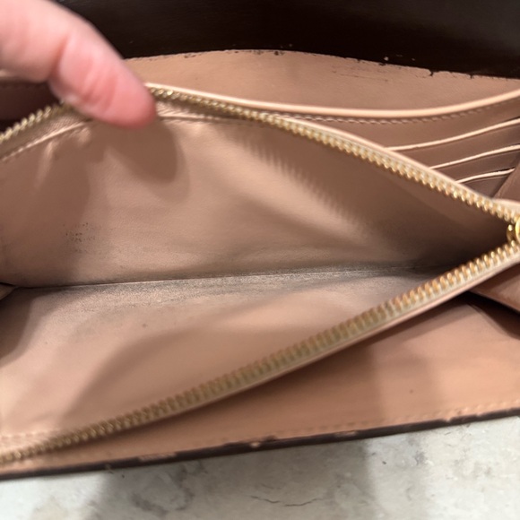Louis Vuitton REPAINTED brown monogram vernis wallet w/insert chain and COA